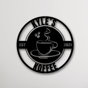 Personalized Coffee Bar Metal Sign: Custom Kitchen Decor