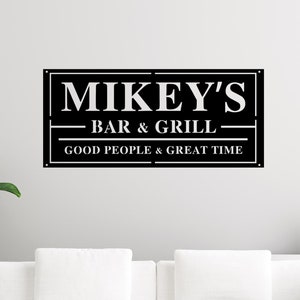 Personalized Bar & Grill Sign: Custom Laser Cut Metal Outdoor Decor
