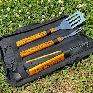 Personalized BBQ Set-Grill Gift Set-Groomsmen Gift-BBQ Gift-Grilling Tools-Gift For Dad Men-Father's Day Gift-Custom Engraved BBQ Set