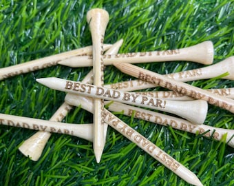 Best Dad By Par Engraved Tee-Personalized Laser Engraved Golf Tees-Custom Engraved Wood Golf Tees-Personalized Golf Tees for Dad-Golf Gift