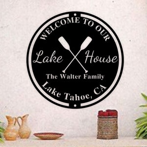 Personalized Lake House Sign-Lake House Sign-Boat Oars Decor-Metal Signs-Laser cut Sign-Personalized Sign-Lake House Decor-Boating Sign