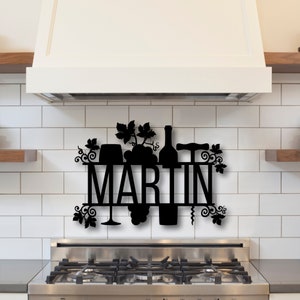 Personalized Wine Family Name Sign: Laser Cut Metal Decor