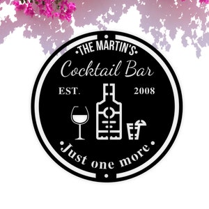 Bar de cócteles - Letreros de bar - Letrero de bar personalizado - Letreros personalizados - Decoración de bar - Man Cave - Regalo personalizado - Regalo para el Día del Padre - Letrero de bar personalizado - Letrero de metal