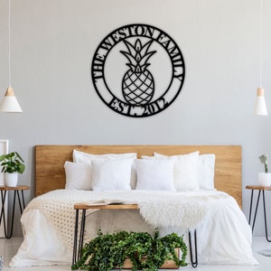 Personalized Pineapple Metal Sign: Custom Housewarming Decor