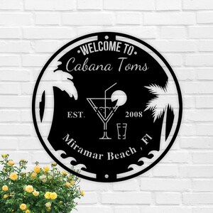 Personalized Metal Cabana Sign: Beach Bar Decor