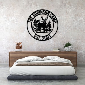 Deer Camp Sign-NEW Deer Antler Decor-Deer Hunter Gift-Deer Camp Sign-Christmas Gift For Him-Deer Name Metal Sign-Fathers Day Gift