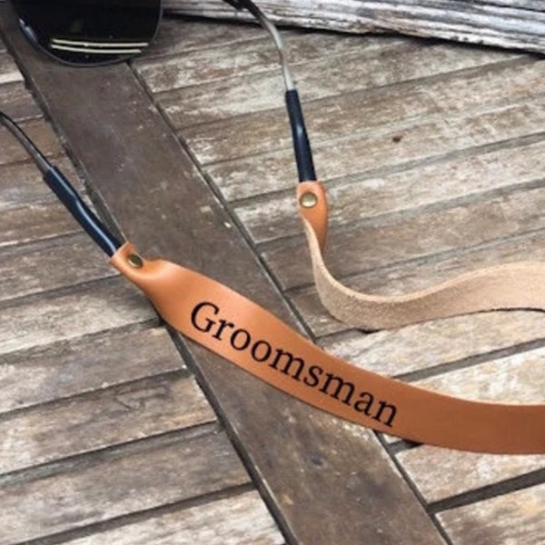 Tan Leather Sunglass Strap-Sunglass retainer-Strap for Sunglasses-Groomsman Gift-Personalized Gift-Father's Day Gift