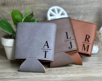 Groomsmen Gift-Personalized Leather Can Holder-Best Man Wedding-Bachelor Party Gift-Gift for Dad-Drinking Gift-Personalized Gift-Custom Logo