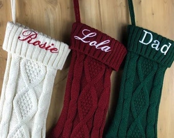 Personalized Christmas Stockings-Embroidered Christmas Stocking-Christmas Gift-Knitted Christmas Stockings-Monogram Family Stockings