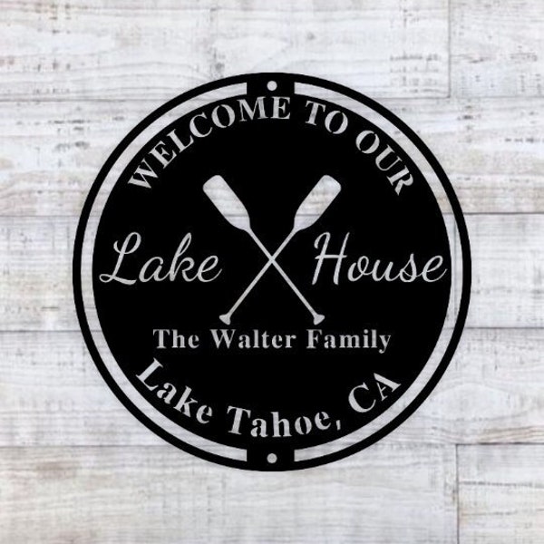 Metal Sign-Metal Letter Sign-Lake House-Family Name Sign-Family Sign-Circle Sign-Last Name Sign-Custom Family Name Sign