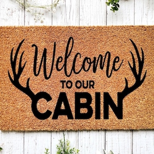 Welcome To The Cabin Doormat - Personalized Family Name Cabin Decor