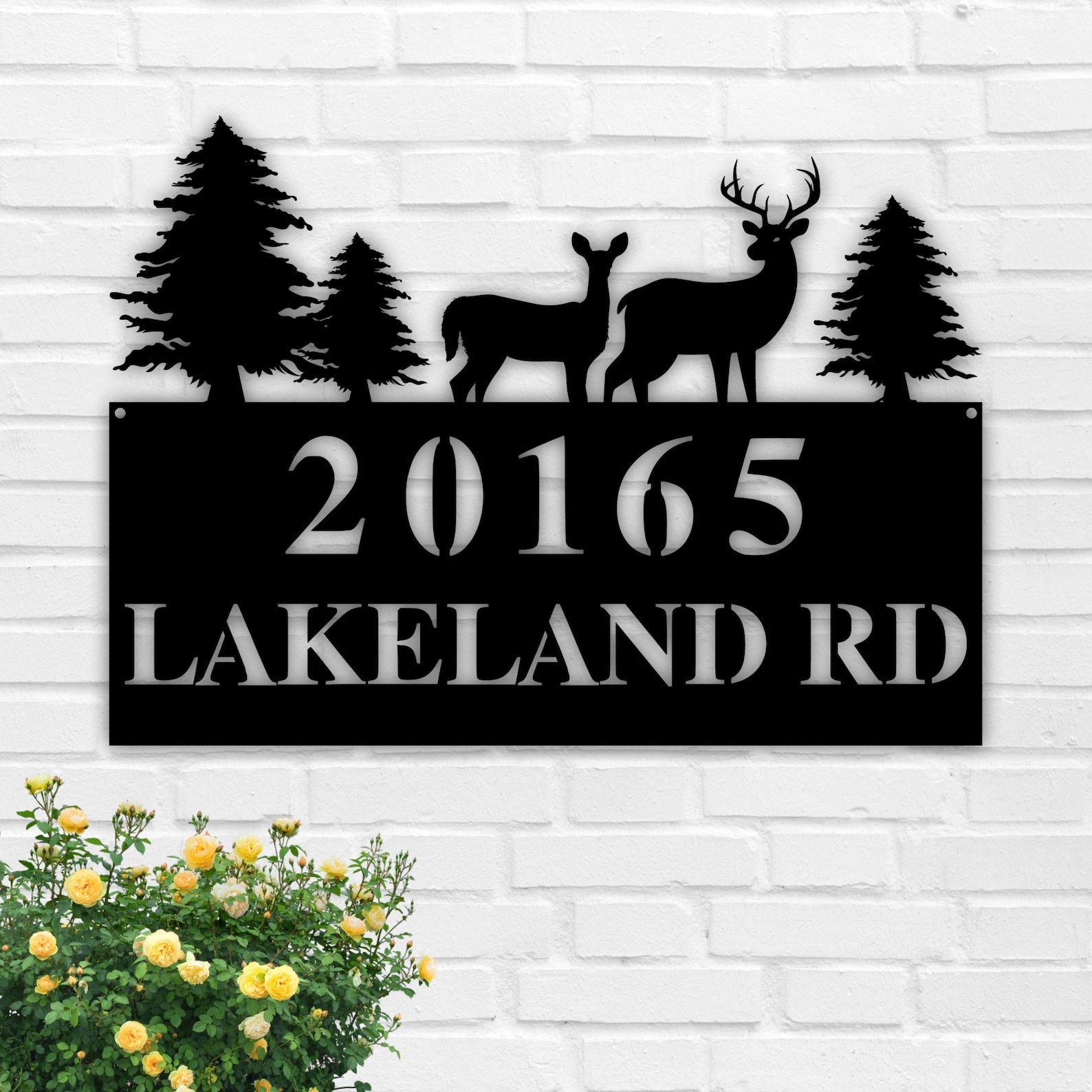 Deer Address Sign Metal Deer Sign Deer Yard Sign Address Etsy