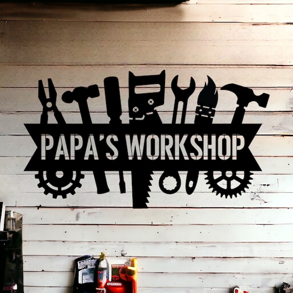 Custom Metal Workshop Sign for Dad's Space-Personalized Father's Day Gift-Rustic Dad's Workshop Sign