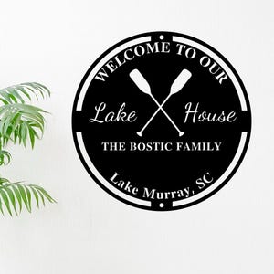 Custom Metal Family Name Sign: Lake House Decor
