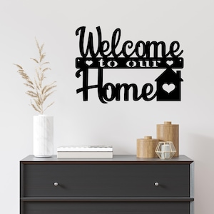Welcome to Our Home Metal Sign: Farmhouse Entryway Decor