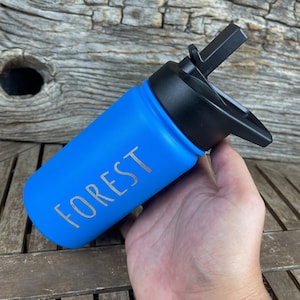 Personalized Kids Water Bottle: 12 oz Stainless Steel, Laser Engraved