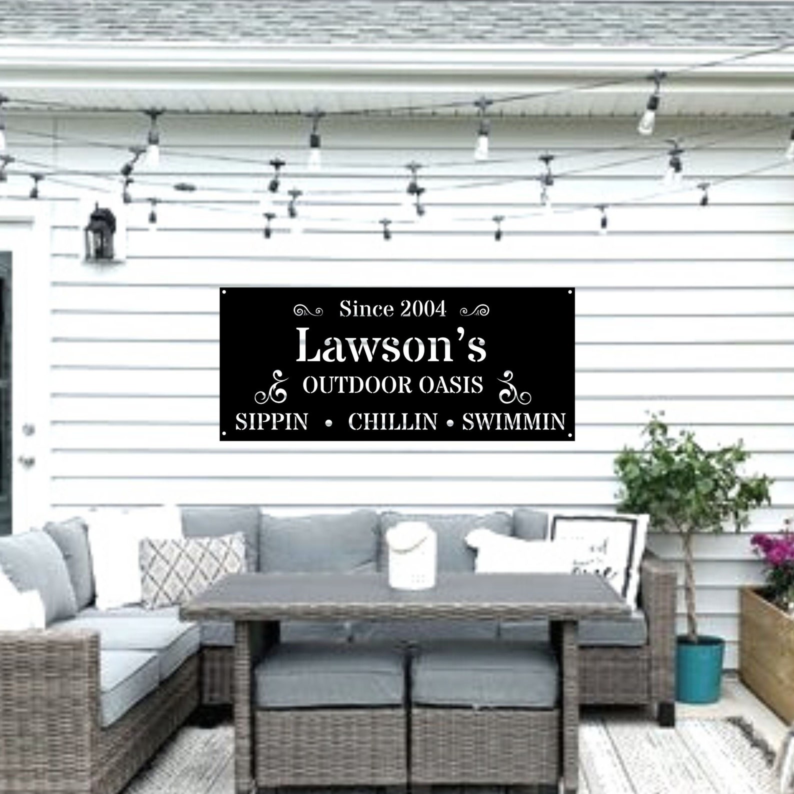 Outdoor Oasis Custom Signcustom Metal Patio Signcustom Metal Etsy