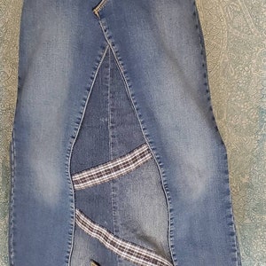 Custom BOHO Denim Maxi Skirt, Size 10