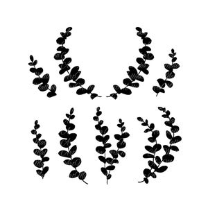 Eukalyptusäste. Eukalyptus svg. Svg. Zweige SVG. Zweige. Vektor-Design-Elemente. Rahmen. Silhouette. Cricut. Kranz, Monogramm. PNG.
