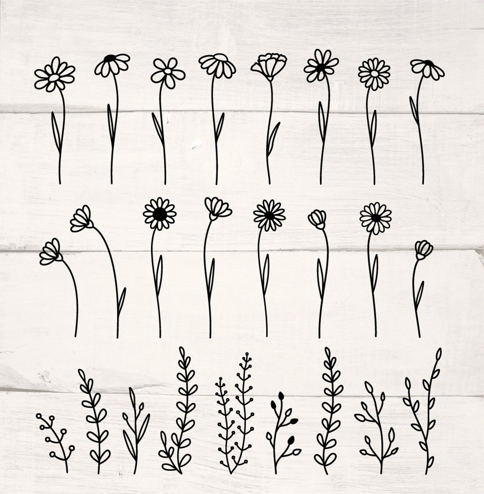 Flower, Flower SVG, Flowers Bundle, Svg, Wildflowers, Daisy Bud SVG ...