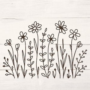Flor, Flor SVG, Flores, Svg, Flores silvestres, Padrão botânico floral SVG, Pacote de flores, Desenhado à mão, Camomila selvagem, margarida. Vegetação. png