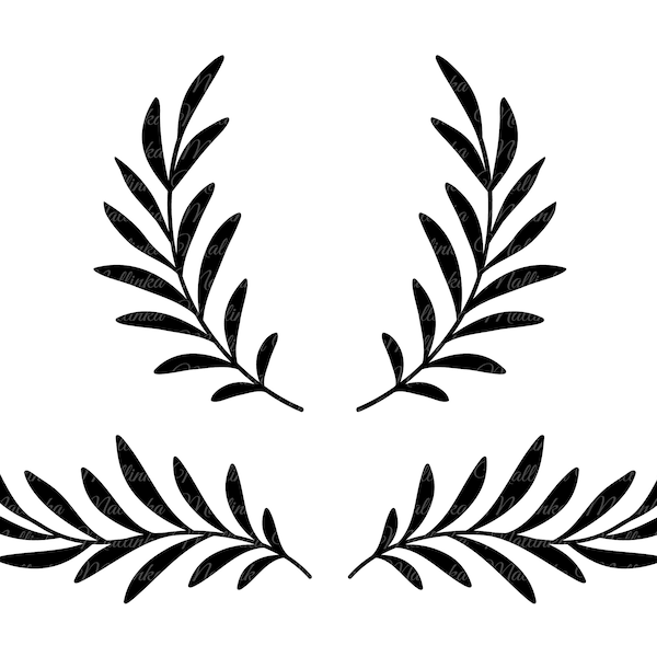 Olive branches wreath. Laurel leaves divider. Cut SVG files. Vector elements. PNG files with transparent background.