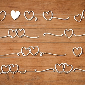 Heart SVG. Border svg. Divider svg. Wedding love design elements. Vector decorations. Romantic Line Hearts. PNG transparent. Cut files. SVG.