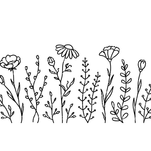 Flower, Flower SVG, Flowers, Svg, Wildflowers, Floral botanical pattern SVG, Flower Bundle, Hand drawn, Wild flowers, herbs. Greenery. Png