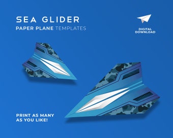 Paper Plane Template | Instant Download | Printable Plane | Home and School Activity | Birthday Party Fun | Educational Fun | Sea Glider