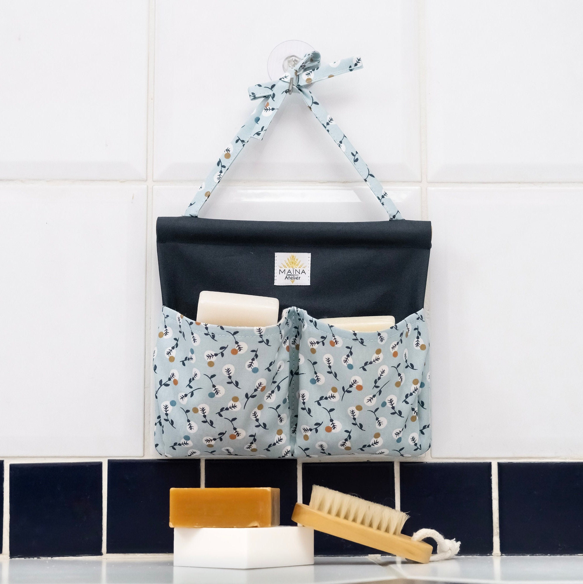 Porte Savon Mural Pour La Douche, Porte en Tissu Imperméable, Rangement Cosmétique Solide