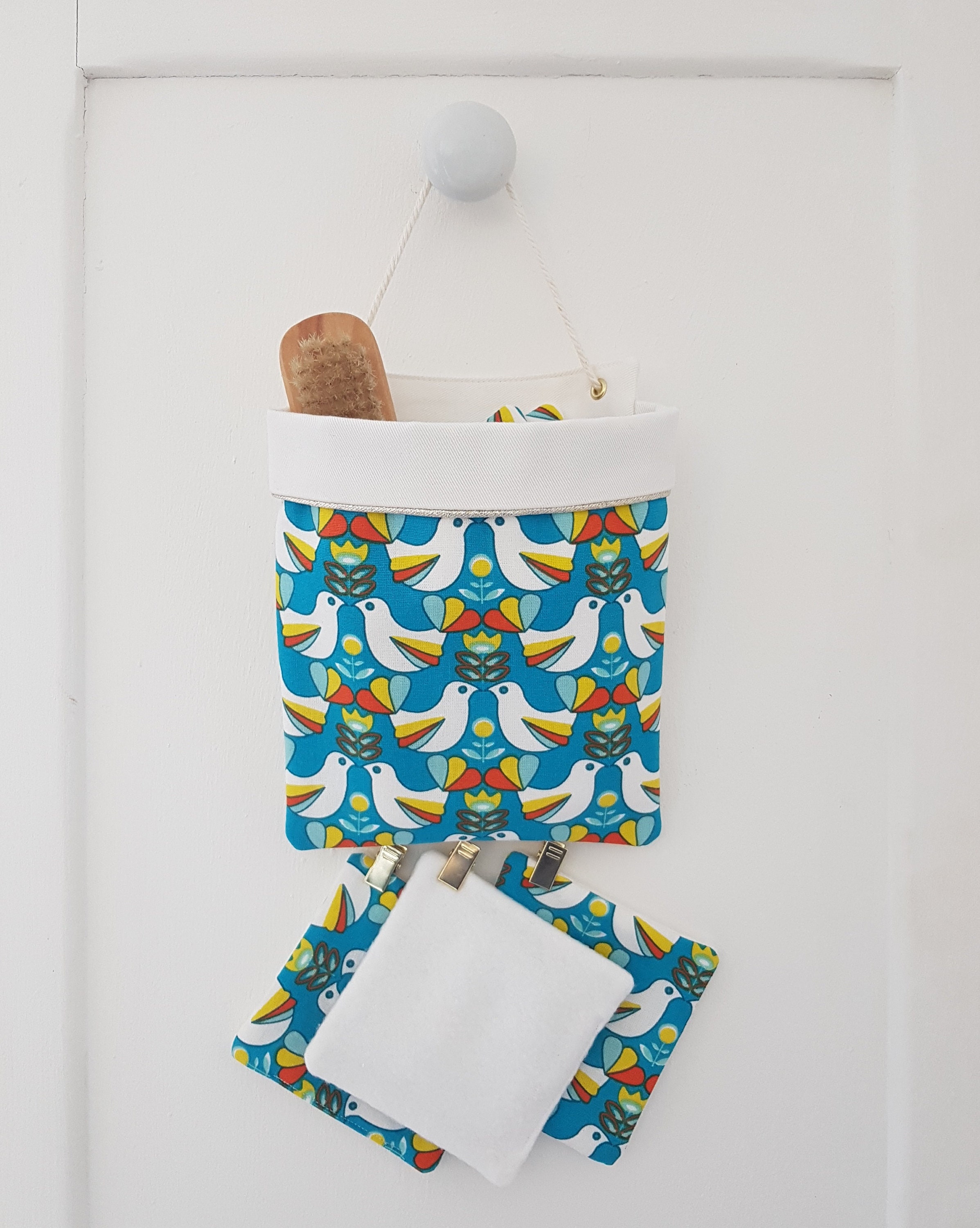 Rangement Suspendu en Tissu Pour Lingettes et Accessoires/Rangement Mural Tissu/Sac Tissu/Panier Lin