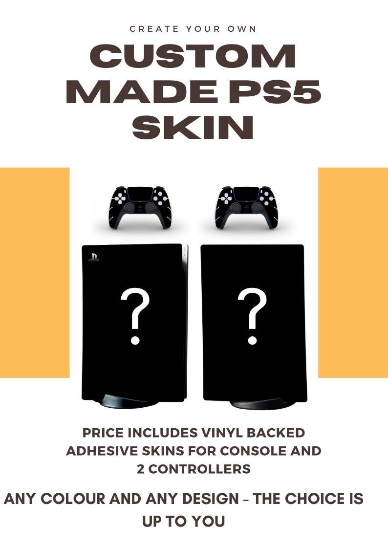 UK Based Fully Customisable PS5 vinyl sticker skin for console and two controllers