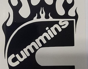 Black Cummins Diesel Power Flame Decal Sticker 3"x5"
