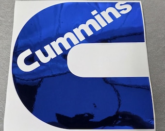 Cummins Royal Blue Chrome Decal Sticker 4"x4"