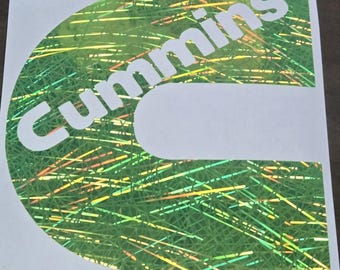 Cummins Holographic Yellow Scratch Decal Sticker 4"x4"