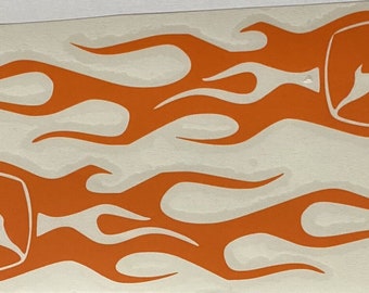Orange John Deere Flames Decal Sticker 1 3/4"x7"