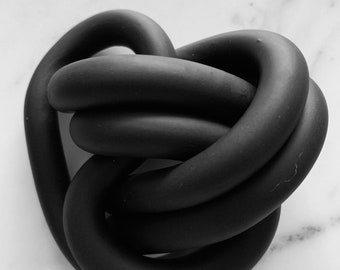 Black clay knot home decor paperweight
