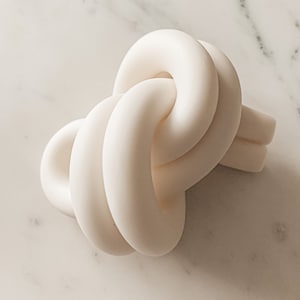 Escultura de nudo de arcilla blanca Musubi, adorno decorativo para el hogar
