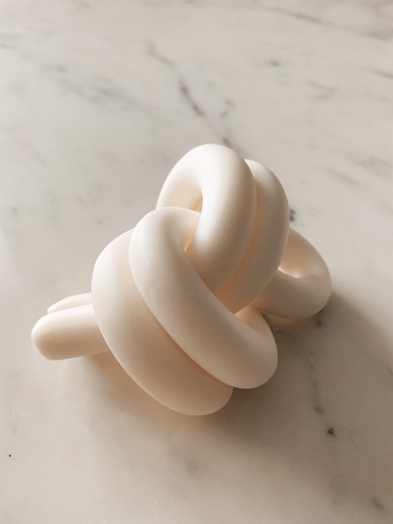 Overhand clay knot in porcelain home decor paperweight ornament image 7