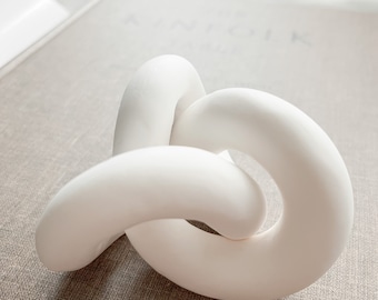 Infinity clay knot in porcelain home decor paperweight ornament