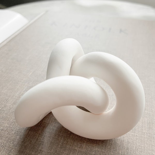 Infinity clay knot in porcelain home decor paperweight ornament