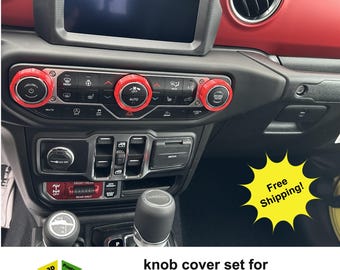Knob cover Set for Jeep Wrangler 2020+ Jeep Gladiator large style knobs only interior accessories knob covers