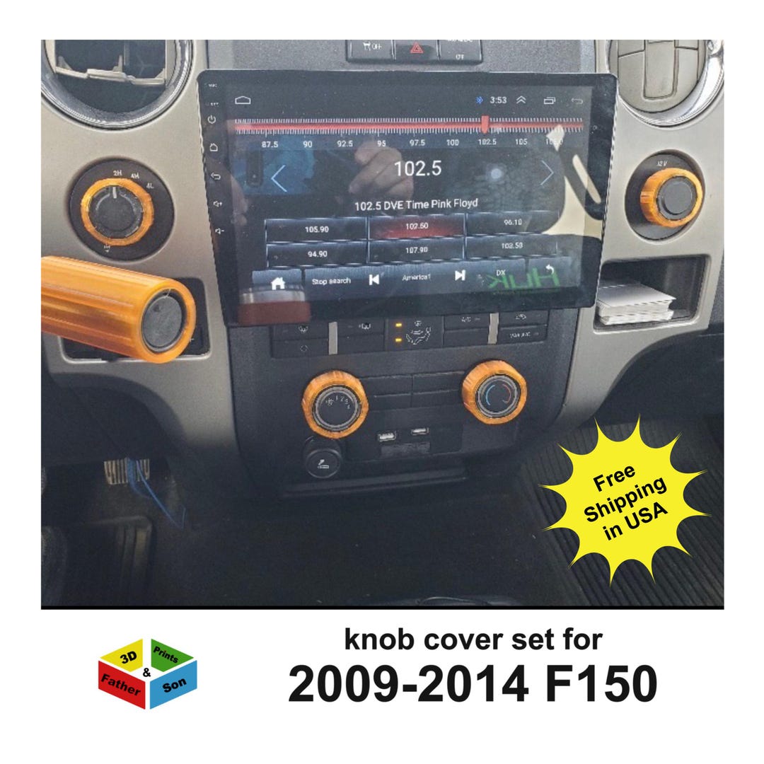 Black Console Switch Ring Knob Decor Cover Set (8-Piece) For Ford F150 Raptor 2009-2014 – NOT For XL/XLT