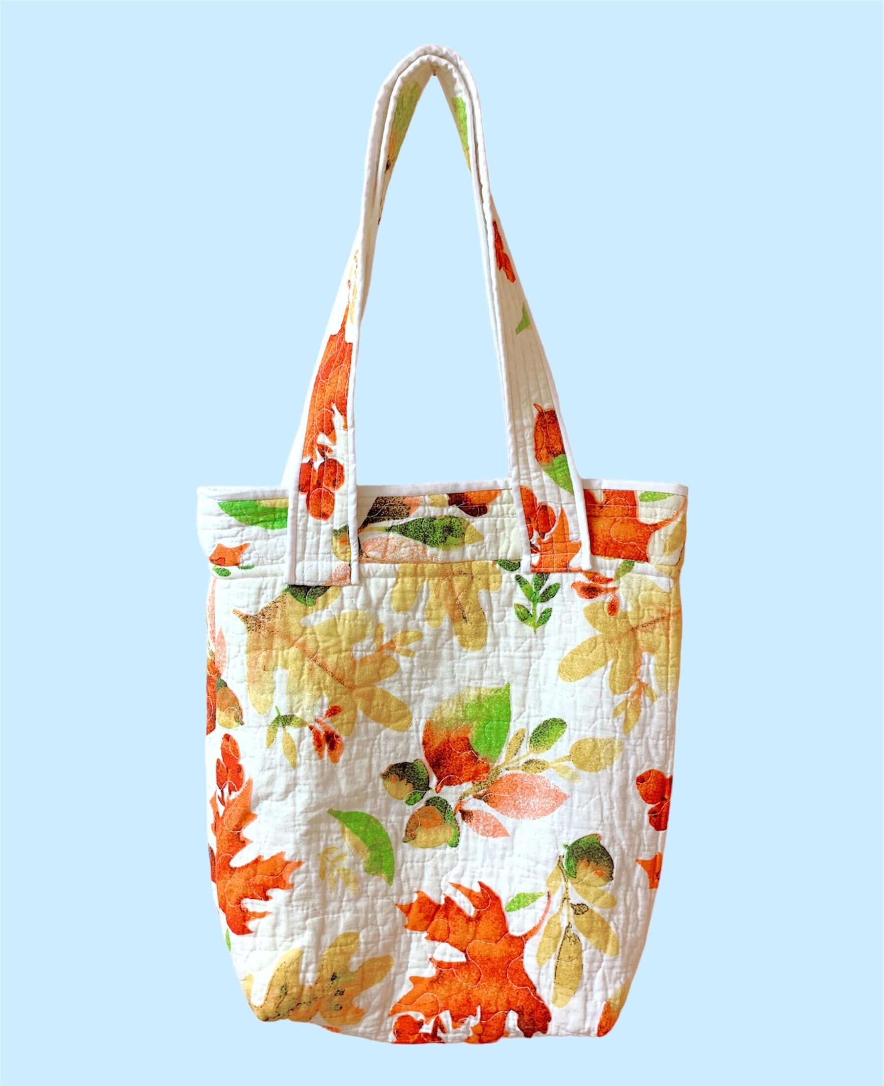 Quilt Quilted Lined Tote Bag — Vintage Upcycled Blue White