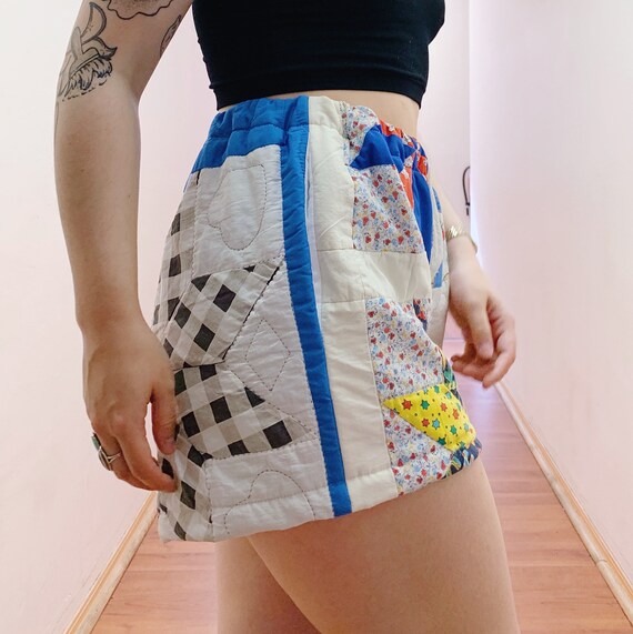 High Waisted Quilt Shorts — Eight Pointed Star Patchwork High Waisted Quilt Shorts — Eight Pointed Star Patchwork