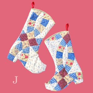 Cowboy Boot Stocking Christmas Western Vintage Cowboy — Patchwork Quilt Upcycled Handmade Xmas Gift Quilted Dresden Plate Strawberry Decor