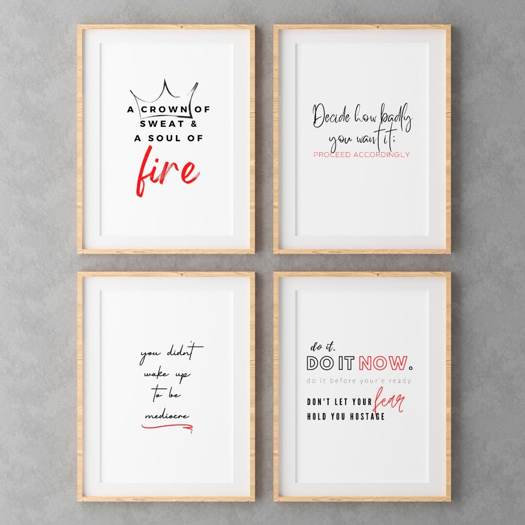 Motivational Wall Art Digital Download Bundle Set of 4, Downloadable