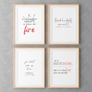 Motivational Wall Art Digital Download Bundle Set of 4, Downloadable Prints, Printable Exercise Poster, Instant Download, Gym Art