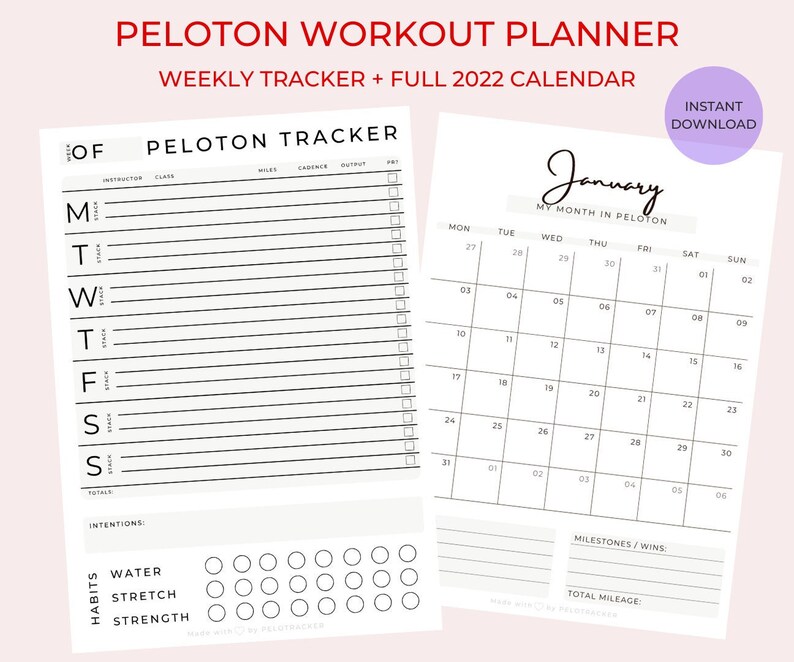 Peloton Weekly Planner Peloton Workout Log Peloton Tracker Etsy