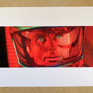 Dave: 2001 | Fine Art Print (sci-fi artwork, 2001 a space odyssey, Stanley Kubrick tribute, HAL 9000, astronaut, space helmet, red face)